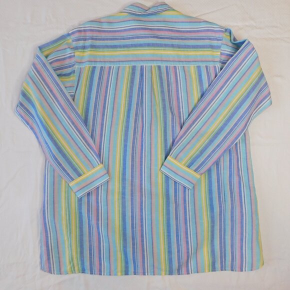 J. McLaughlin Fallon Blouse | Blue/Pink Multi Crayon | Linen & Cotton | NWT | L - Picture 10 of 11